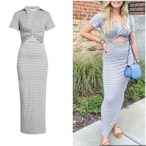 Favorite Daughter Day to Night Twist Striped Midi Dress Size XS NWOT